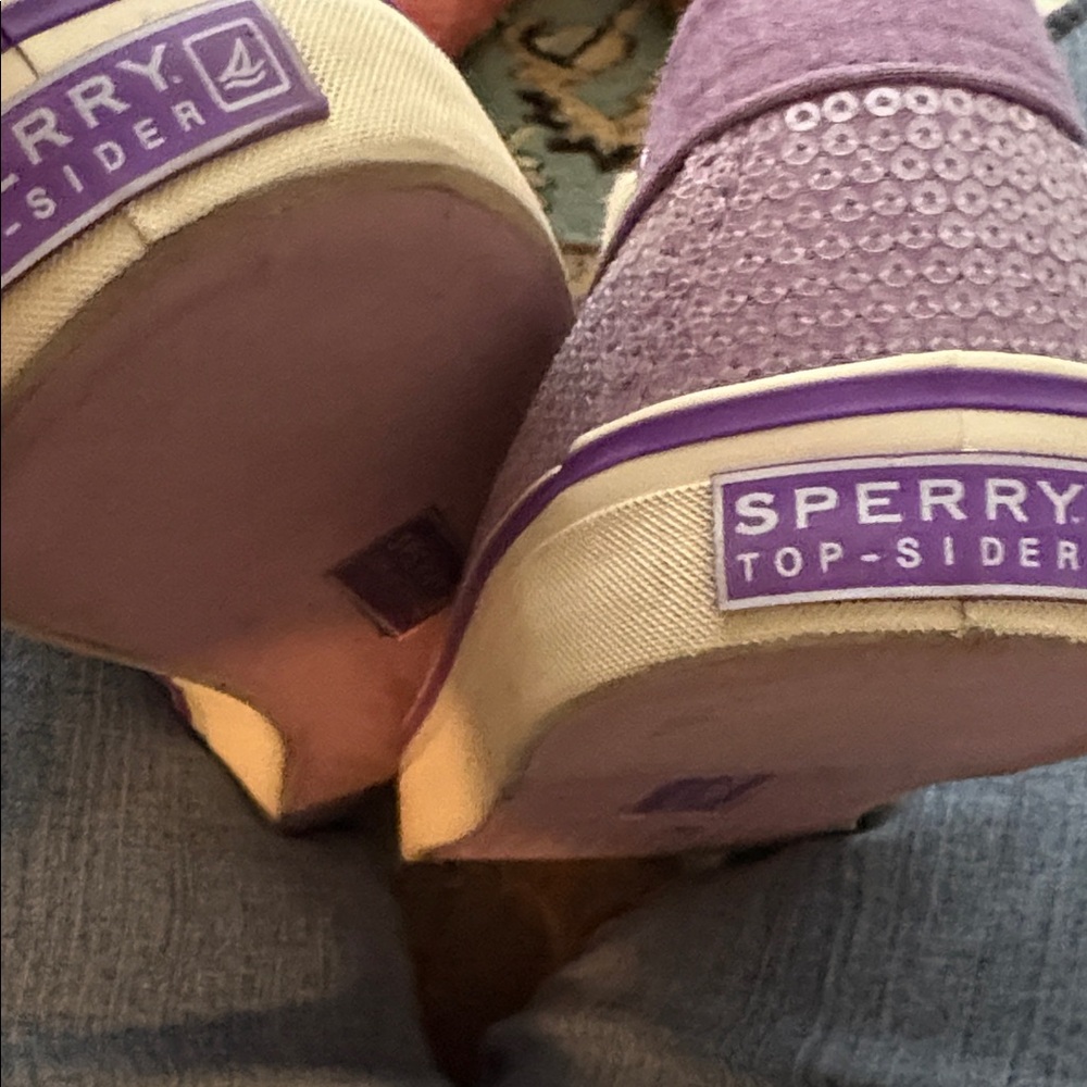 Sperry Women's Top-Sider Purple Lavender Sequin Lace Up Boat Shoes 9 - Picture 12 of 12